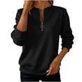 thumbnail image 2 of ClodeEU Womens Lightweight Sweatshirts,Long Sleeve Half Zip Up Pullover,Fashion Loose Clothes Tops Black,Womens Plus L, 2 of 5