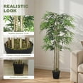 thumbnail image 4 of Outsunny 5FT Artificial Bamboo Tree Set of 2 in Pot with 1095 Leaves, Green, 4 of 10