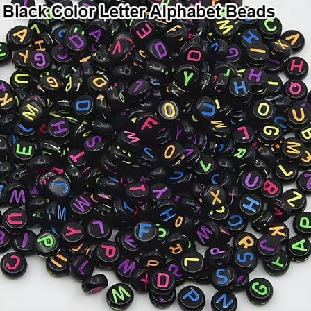 DESIGNICE 100 Pcs Spacer Acrylic Beads Cube Alphabet Letter Bracelet Jewelry Making DIY Black Color Letter Alphabet Beads