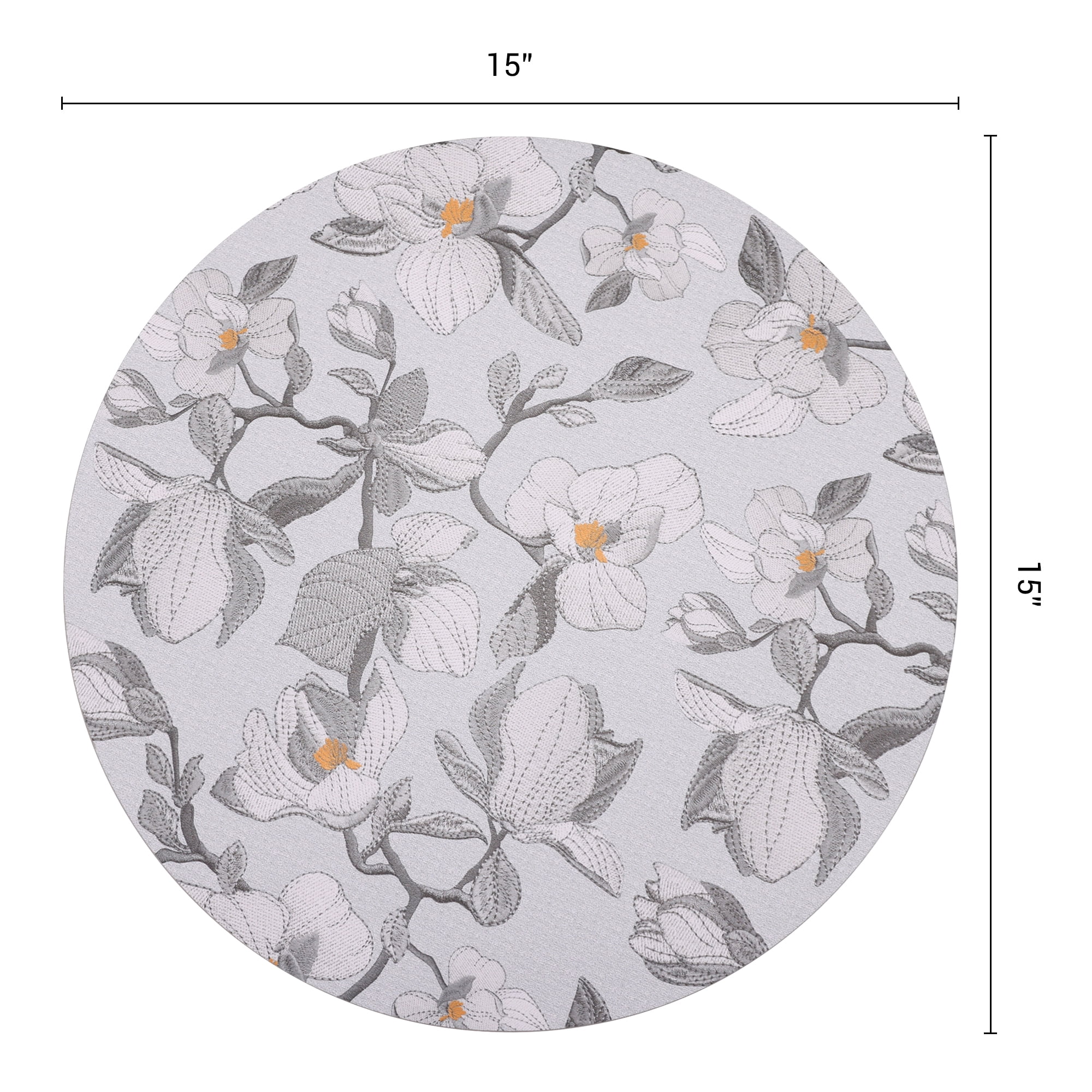 Unique Bargains 6pcs Faux Leather Floral Placemats Gray 13"x13"