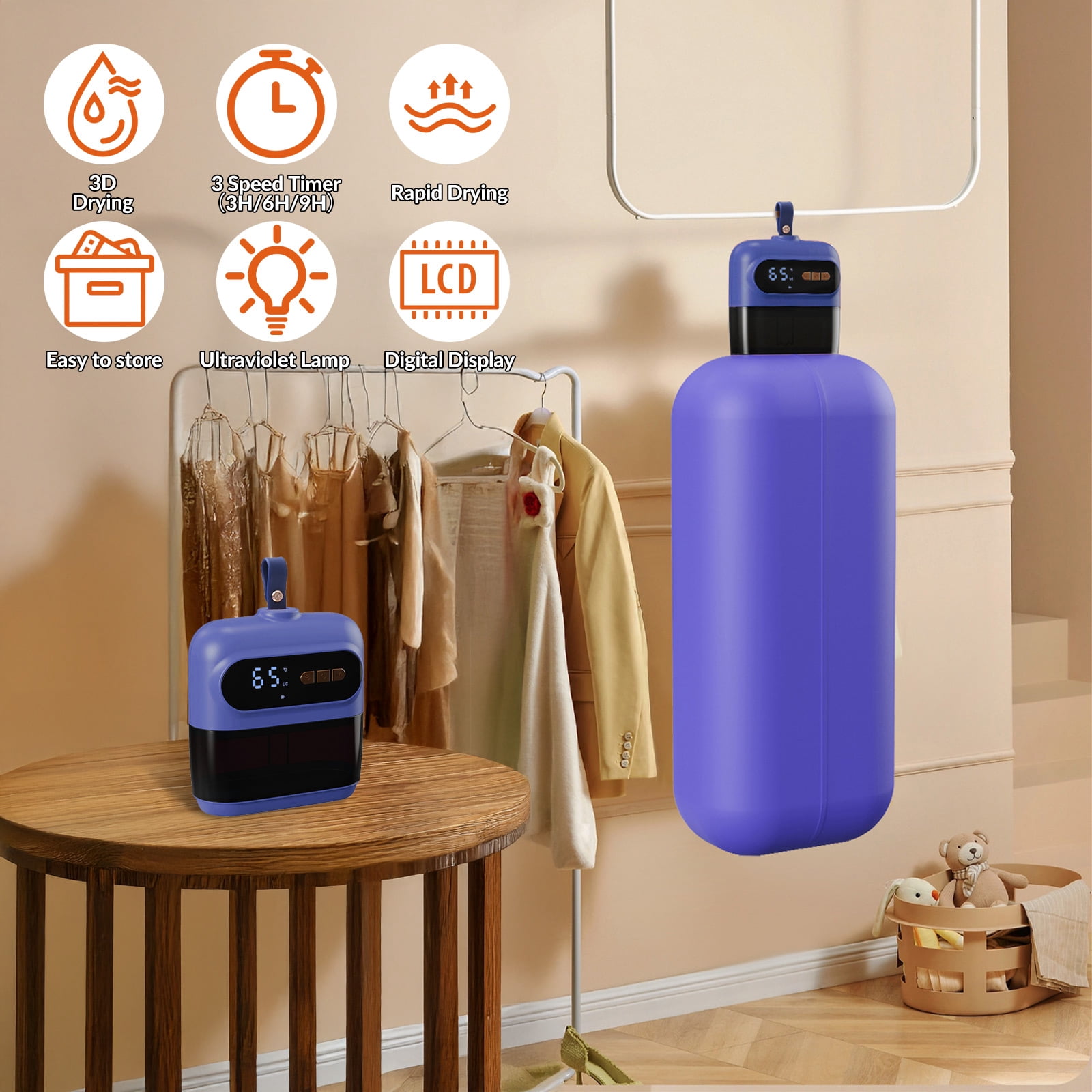 JahyShow Portable Clothes Dryer, Mini/Compact Dryer for Apartment, RV, Travel Fast-Drying Machine with Adjustable Timer Hassle-Free Setup