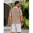 thumbnail image 3 of COOFANDY Men's Knit Shirts Short Sleeve Button Down Polo Shirt Striped Casual Summer Beach Shirts, 3 of 6