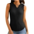 thumbnail image 2 of Giftesty Tank Tops for Women Solid Ribbed Fitted Tank Tops 2024 V Neck Curved Hem Sleeveless Shirts Casual Basic Tops, 2 of 7