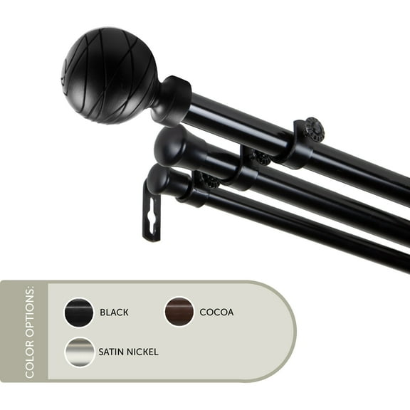 13/16 inch Lynn Triple Curtain Rod 66-120" - Black