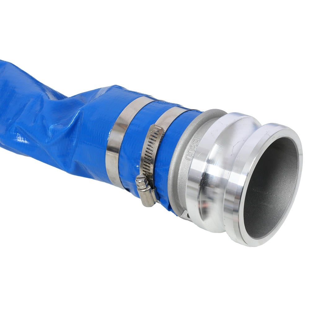 YYAo Lay Flat Water Discharge Hose,3"x50FT Pool Backwash Hose, Heavy Duty Reinforced Blue PVC Lay Flat Water Discharge Pump Hoses with Aluminum Camlock C and E Fittings