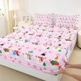 thumbnail image 3 of Feelyou Chistmas Snowman Child Full Size Sheets, Kawaii Snow Snowflake Bed Sheets, Pink Cartoon Theme Sheet Sets, Lightweight Room Decor, 4 Pieces, 3 of 7