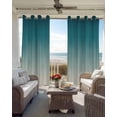 thumbnail image 4 of Teal Blue Ombre Blackout Curtains, Light Blocking Print Window Curtains, Contemporary Gradient Abstract Art Thermal Insulated Window Drapes for Living Room Kitchen Cafe 2 Panels, 55"W x 39"L, 4 of 9