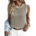 thumbnail image 2 of Womens Sweater Vest Top Striped Sleeveless Lightweight Knit Tank Tops 2026 Summer Spring Clothes Vacation Outfits, 2XL, 2 of 7