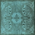 thumbnail image 1 of Ahgly Company Indoor Square Oriental Light Blue Industrial Area Rugs, 4' Square, 1 of 4