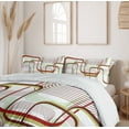thumbnail image 6 of Ambesonne Modern Duvet Cover Set, Wavy Abstract Shape Line, 2-Calking, Khaki Burgundy White, 6 of 7