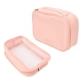 thumbnail image 4 of Bolsa de almacenamiento de maquillaje, 2 uds., gran capacidad, impermeable, bolsa de viaje para cosméticos, conjunto transparente rosa, 4 of 8