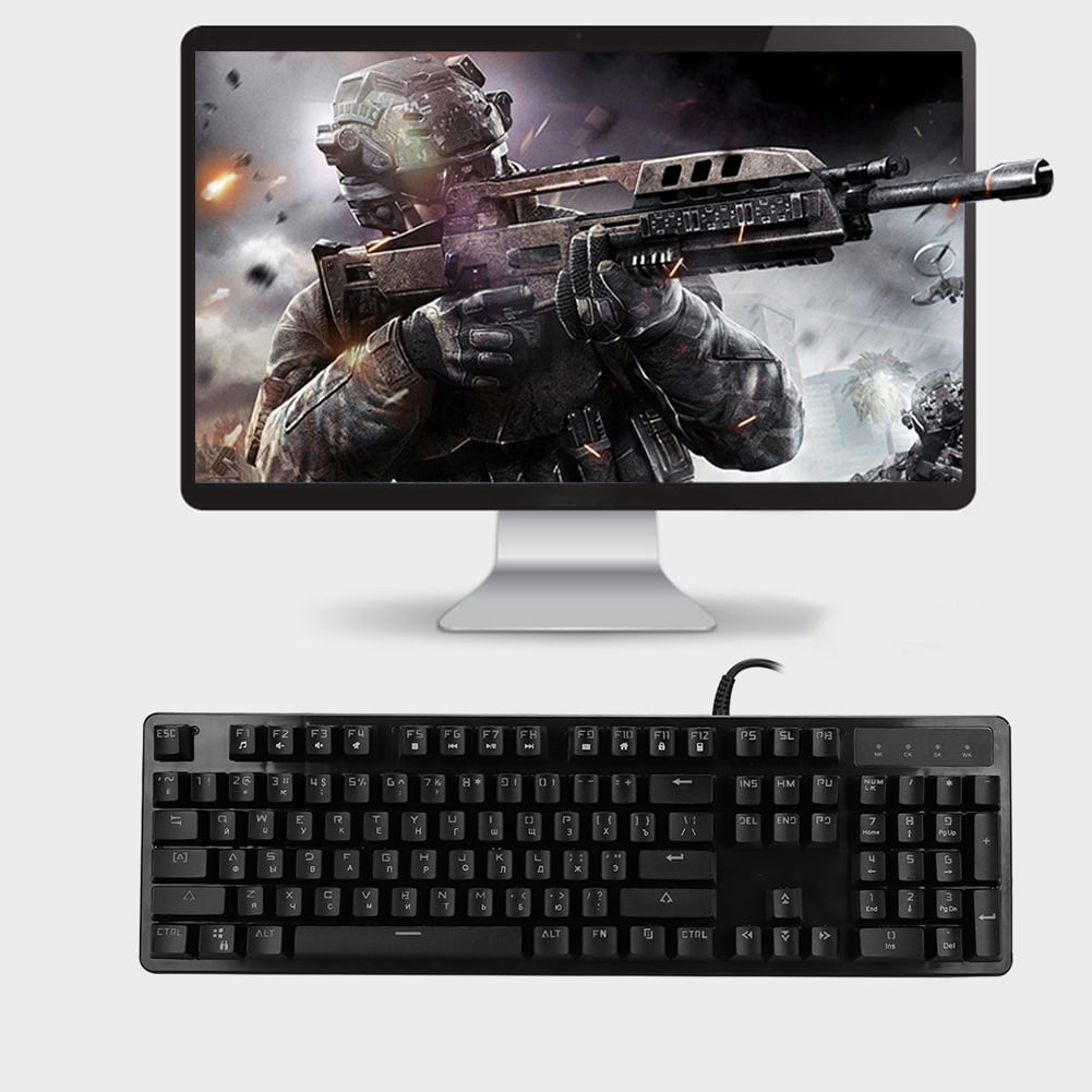 High-Sensitivity Gaming Keypad for Russians & English Users Waterproof RGB Backlit 104-Key Mechanical Keyboard