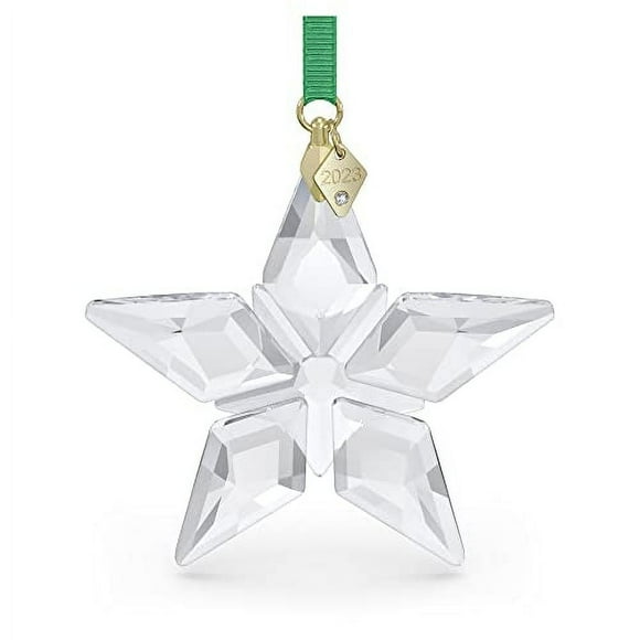 SWAROVSKI Édition Annuelle 2023 Ornement, Étoile en Cristal Clair avec 97 Facettes, Étiquette Finie Ton Or, Partie de la Collection Édition Annuelle SWAROVSKI