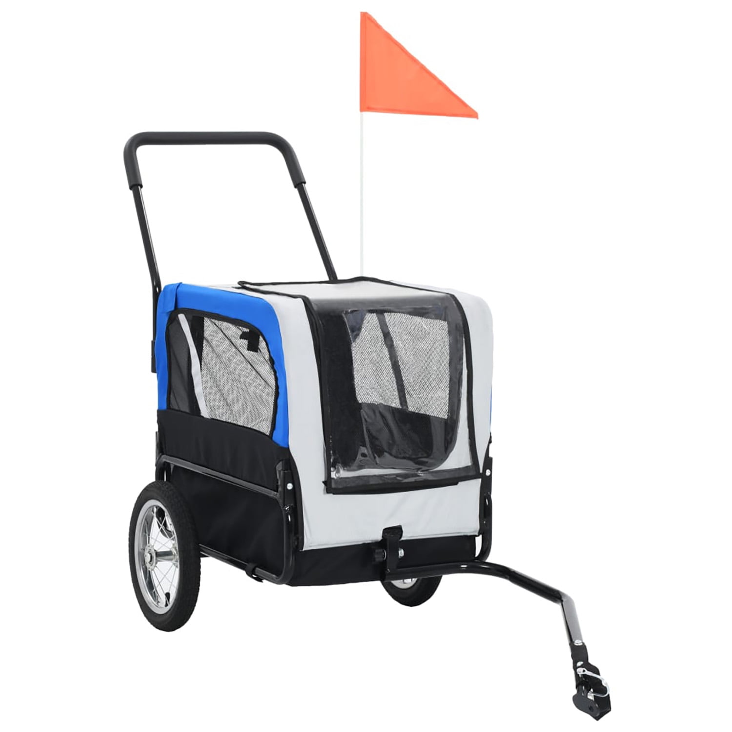 Pefilos 45" Dog Bike Trailer, Pet Stroller Bicycle Carrier w/Hitch, Suspension, Visibility Flag, air wheel Pet Bike Trailer for Dogs 66lb Weight Capacity, Blue Pefilos 45" Dog Bike Trailer, Pet Stroller Bicycle Carrier w/Hitch, Suspension, Visibility Flag, air wheel Pet Bike Trailer for Dogs 66lb Weight Capacity, Blue