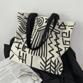 thumbnail image 4 of Canvas bag large-capacity niche design sense yoga travel students class zipper hand-held one-shoulder canvas bag, 4 of 5