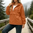 thumbnail image 4 of Women Half Zip Hooded Anorak Windbreaker Pullover Jacket with Pockets Casual Lightweight Windproof Outdoor Coat Orange, 4 of 9