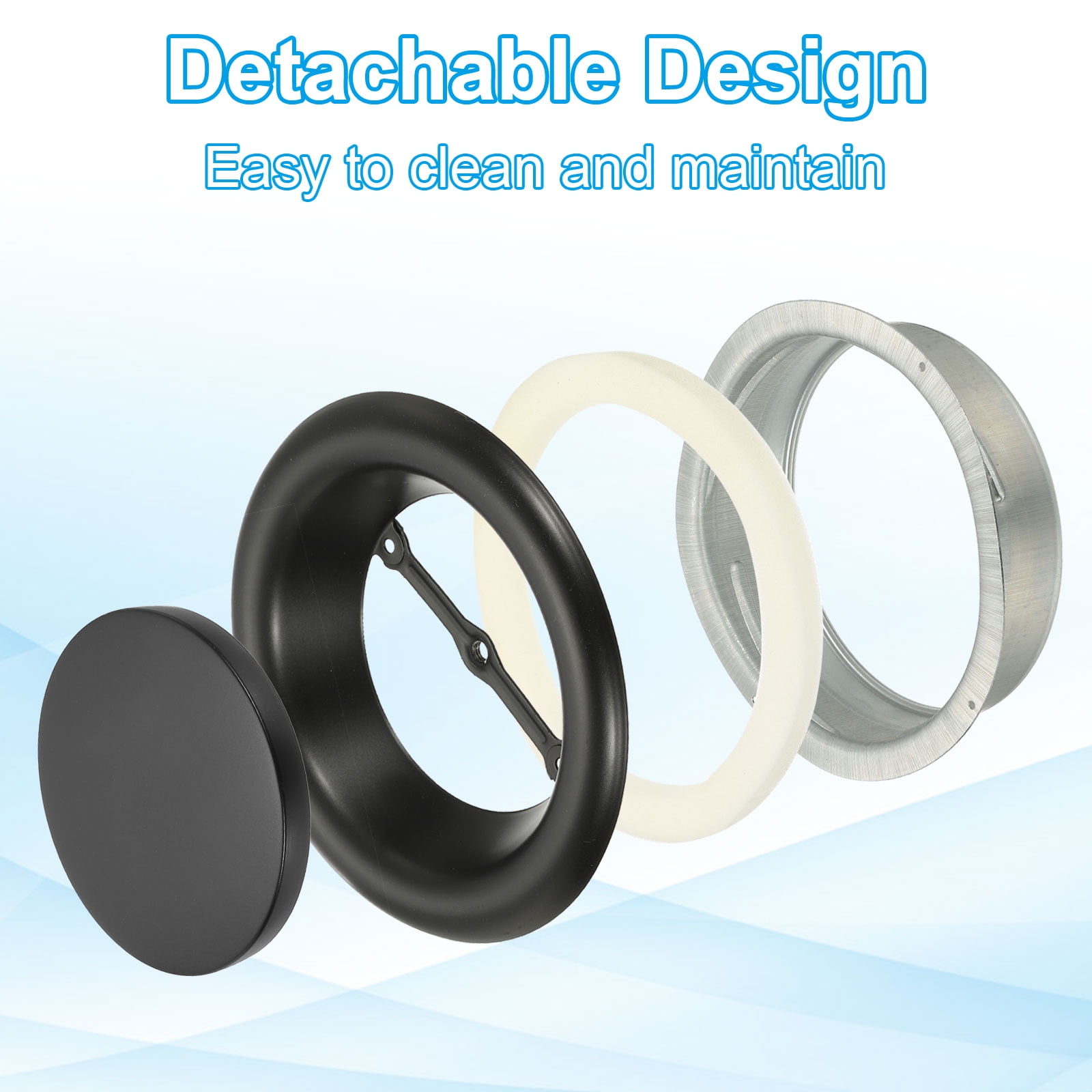 Uxcell Round Ceiling Diffuser, Metal Adjustable Wall Air Vent Diffuser Vent Duct Cover Exhaust Supply 6 Inch Black