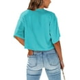 thumbnail image 2 of Dellytop Women Half Sleeve Drop Shoulder Solid Color Basic Crop Tops, 2 of 3