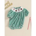 thumbnail image 5 of Newborn Baby Girl Halloween Smocked Pumpkin Outfit 3 6 12 18 Months 2T 3T Plaid Bubble Romper Embroidery Thanksgiving Fall Clothes, 5 of 8