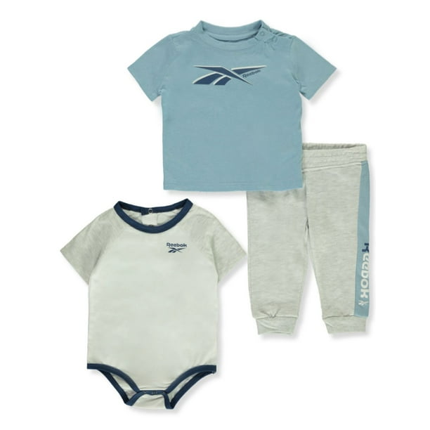 Reebok Baby Boys' 3-Piece Joggers Outfit - blue/gray, 3 6 months Newborn) -