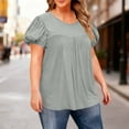thumbnail image 5 of WQNVRNR Womens Plus Size Shirts Cute- Loose Crew Casual Puff Short Sleeve Summer Tops Blouse Gray Size 4XL, 5 of 7