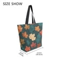 thumbnail image 4 of Open Top Canvas Tote Bag with Zipper Reusable Shopping Bag 13.5x15" Roomy Carryall Teal and Red Maple Leaves, 4 of 9
