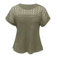 thumbnail image 4 of Tfken Summer T-Shirts For Women Solid Color Crew Neck Short Sleeve Tops Breathable Daily Wear Female Soft Shirts Green, 4 of 6