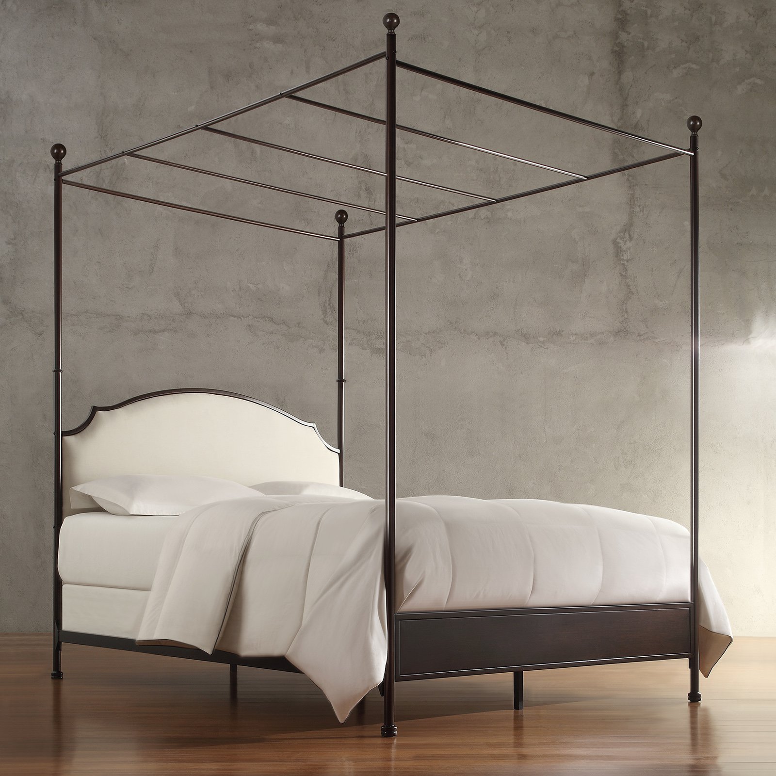 HN Home Redding Transitional Upholstered Metal Canopy Bed - image 1 of 2