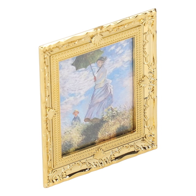 1:12 Miniaturas Arte Pintura Hecha a Mano Exquisito Marco Dorado Acrílico Casa de Muñecas Pintura Al óleo para Niñas Niños ANGGREK Otros