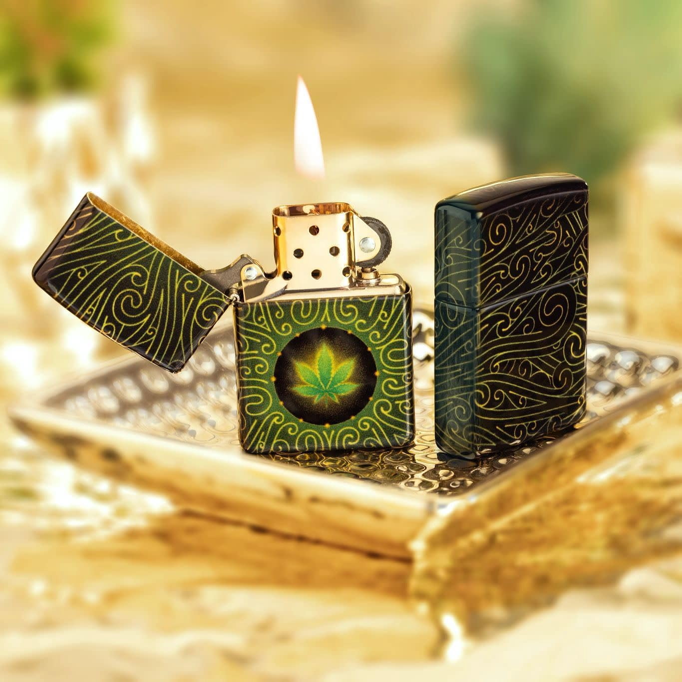 Zippo Lighter- Custom Message Engraved on Leaf Maze - 540 Fusion 46276