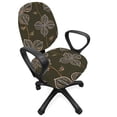 thumbnail image 1 of Flower Office Chair Slipcover, Ornamental Composition with Blossoming Petals Doodle Style Illustration, Stretch Decorative Fabric Cover, Standard Size, Umber Orange Slate Blue, by Ambesonne, 1 of 5