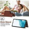 thumbnail image 4 of Crossbody Wallet Case for Samsung Galaxy S23 5G, Kickstand with Adjustable Removable Lanyard Neck Strap Case Card Holder Case Shockproof Cover Magnetic Clasp Cover Flip Case -Brown, 4 of 14