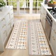 thumbnail image 4 of Kitchen Rugs Sets Of 2,Brown Geometric Triangle Diamond Pattern Anti Fatigue Kitchen Mat Rugs Non Slip Washable,Decorative Kitchen Floor Mats for Kitchen,Sink,Laundry,17"X47", 4 of 5
