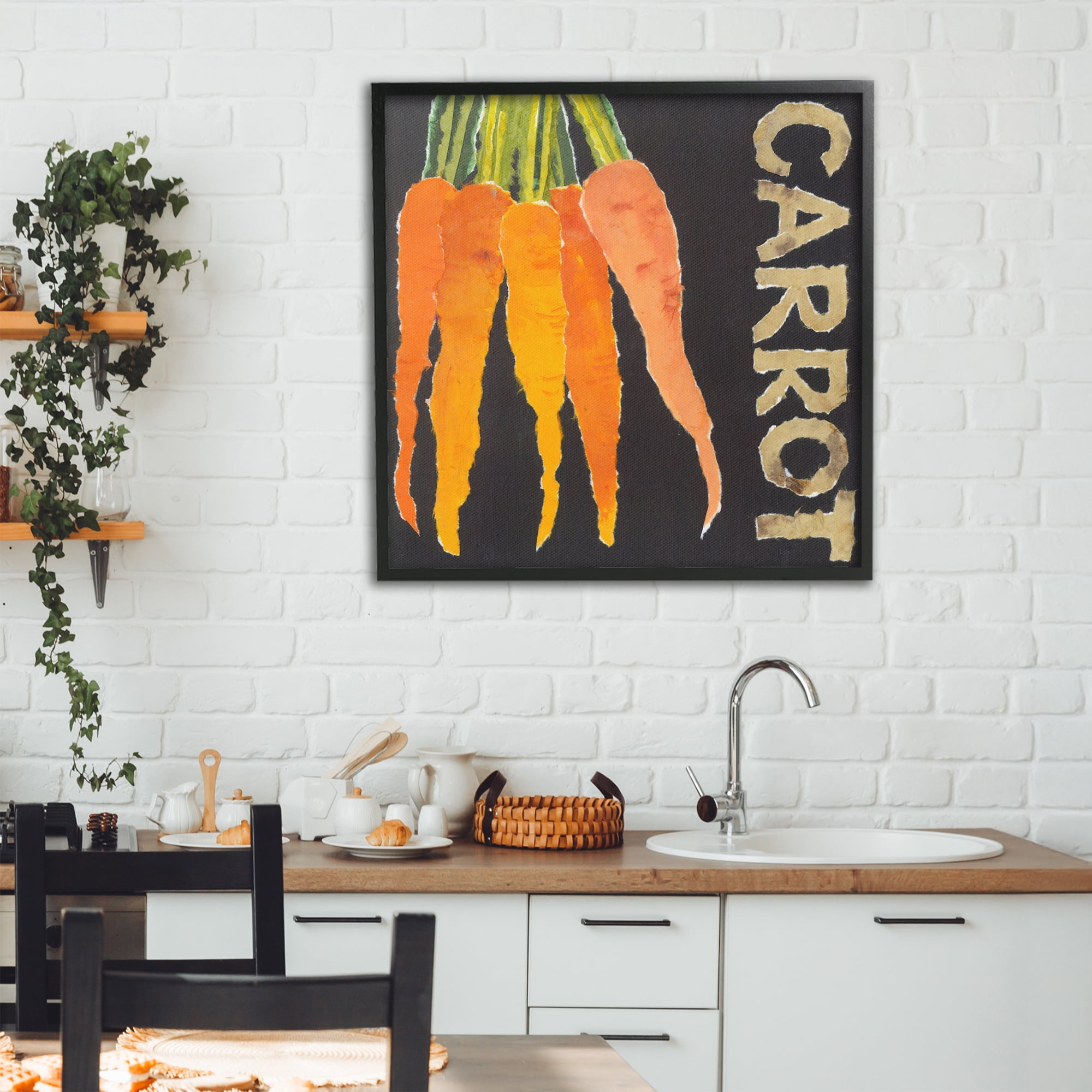 Stupell Industries Carrot Root Vegetable Black Framed Giclee Art, design by Nancy Overton