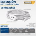 thumbnail image 2 of Cable Extensión NOM VoltReach08 1Pza 8m 16 AWG 3 Contactos 127V 7A ABS/Cobre Blanco., 2 of 3
