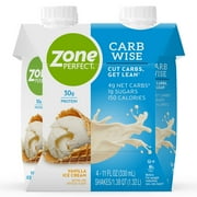 ZonePerfect Carb Wise High-Protein Shakes, Vanilla Ice Cream Flavor, For A Low Carb Lifestyle, With 30g Protein, 11 fl oz, 4 Count