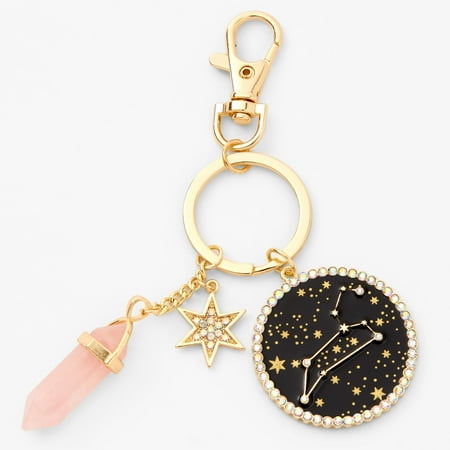 Claire's Gold Mystical Gem Zodiac Keychain - Leo, Metal