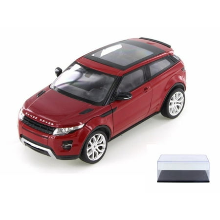 Land Range Rover Diecast Car & Display Case Package - Land Rover Range Rover Evoque SUV w/ Sunroof, Red - Welly 24021WR - 1/24 Scale Diecast Model Toy Car w/Display Case ()