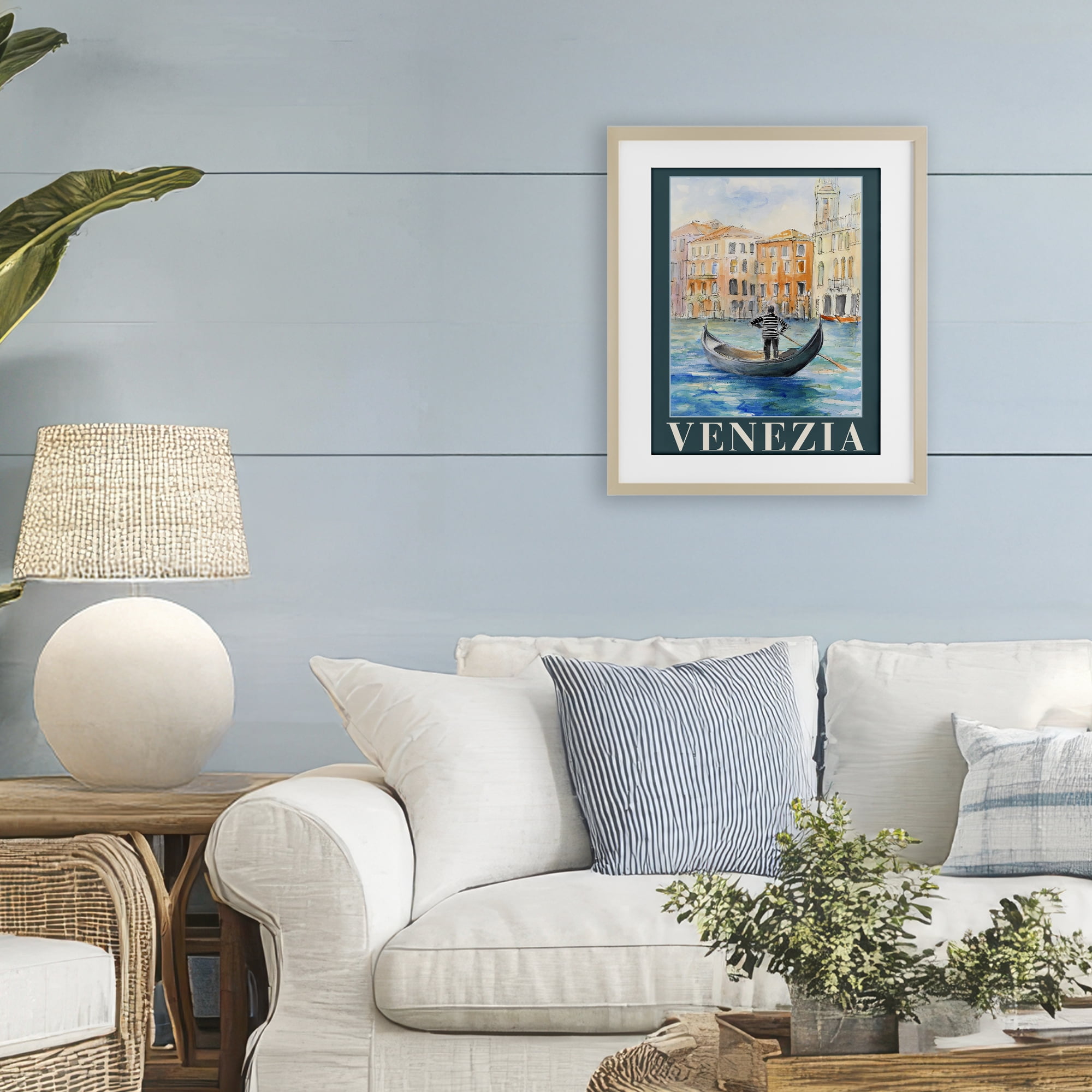 Stupell Industries Venezia Gondola View Birch Framed Print Under Glass, design by Lanie Loreth