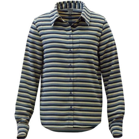 Women's Relaxed Fit Long Sleeve Striped Button Down Boyfriend Shirt