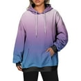 thumbnail image 2 of YUGYXL Womens Neon Print Oversized Sweatshirt Drawstring Pullover Sweatshirt Trendy Gradient Color Tops Fall Fashion Clothes Light Blue XXXL, 2 of 7