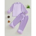 thumbnail image 6 of RUINIXCW Toddler Baby Girl Silk Satin Pajama Set Kids Spring Fall Winter PJS Set Sleepwear Fuzzy Trim Long Sleeve Button Down Shirt and Pants Set Loungwear Homewear, 6 of 9