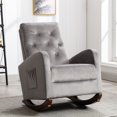 thumbnail image 1 of Patio Rocking Accent Chair, Tufted Upholstered Velvet Wingback Rocking Recliner Sofa Chair for Porch Living Room Bedroom, Gray 40x26x37inch, 1 of 7