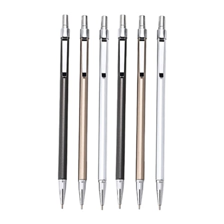 6Pcs Metal Mechanical Pencil Drawing Automatic Pencil, Carpenter Mechanical Pencil for Student Writing Sketching Drawing