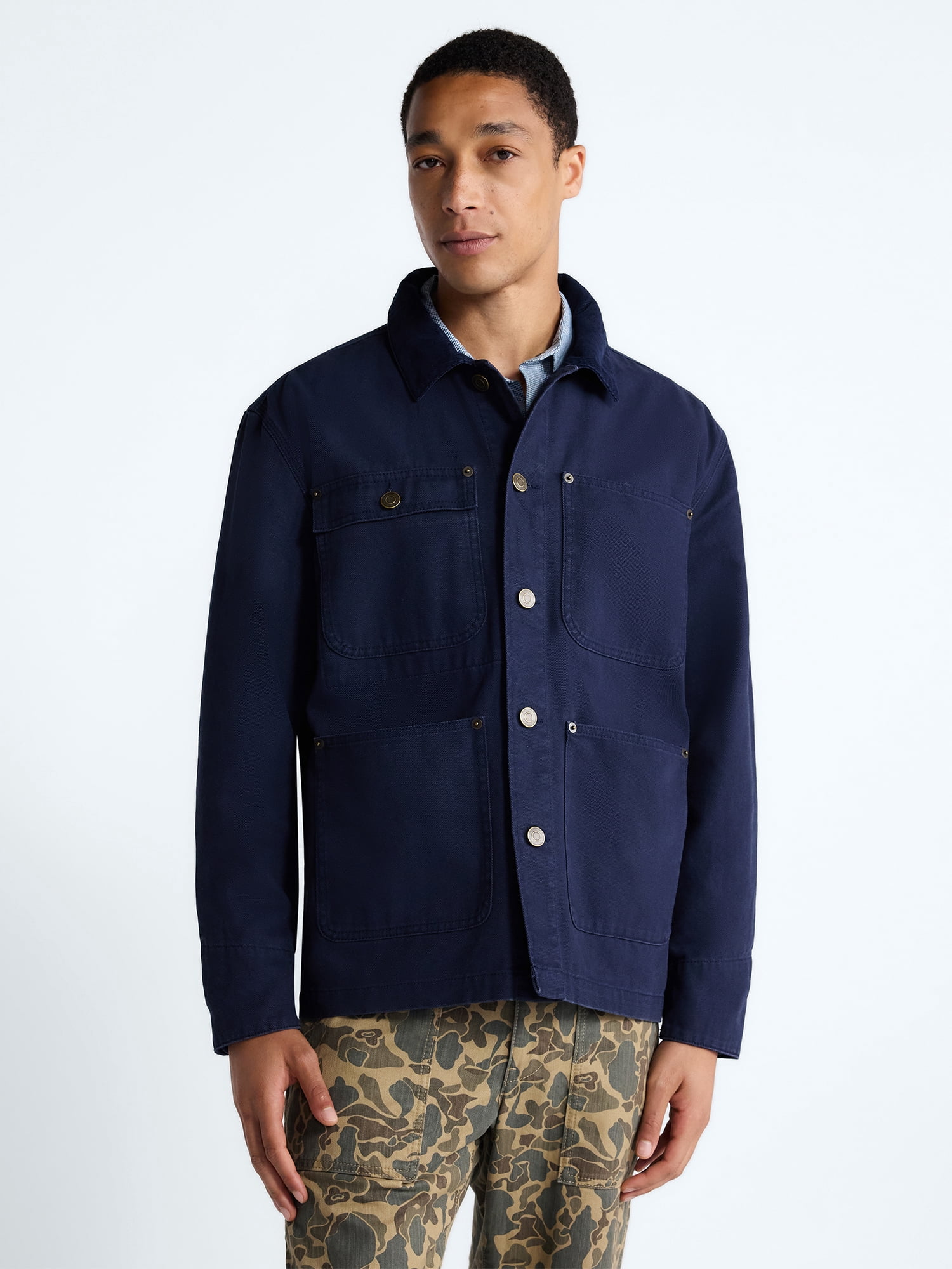 Free Assembly Men's Cotton Ranch Jacket with Long Sleeves, Sizes XS-3XL