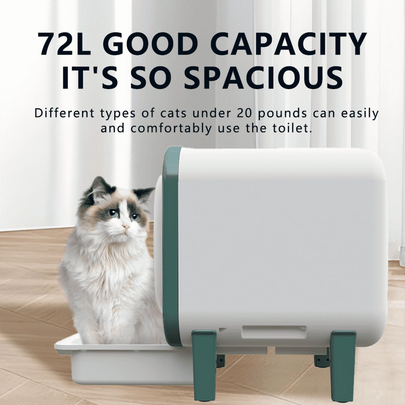 Automatic Cat Toilet with Large Capacity, Multi-Cat Recognition and App Control