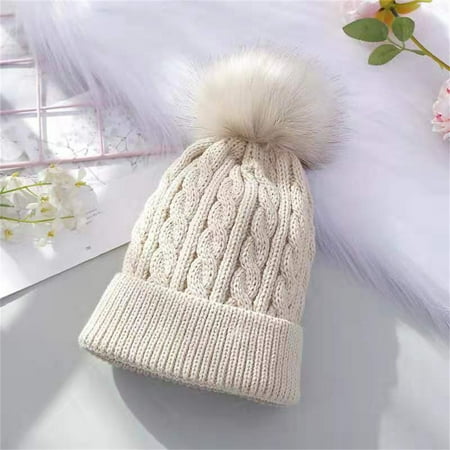 

kpoplk Hats For Girls Baby Girls Boys Soft Warm Knit Hat Kids Winter Hat With Hood Cap(Beige)
