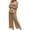 Khaki, variant on Women Long Sleeved 2 Piece Outfits Sweatsuit V-neck Casual Knit Tops & Pants