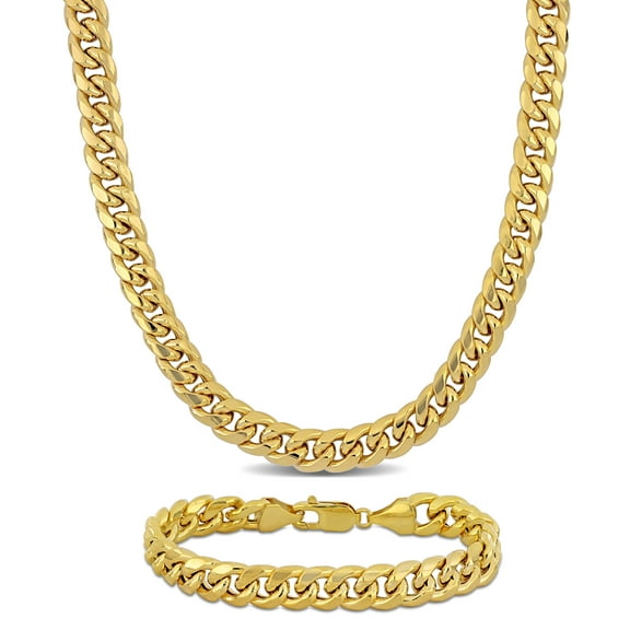Everly Men's 10kt Yellow Gold 9.25mm Miami Cuban Link Chain Necklace & Bracelet Set - 20 in 9 in
