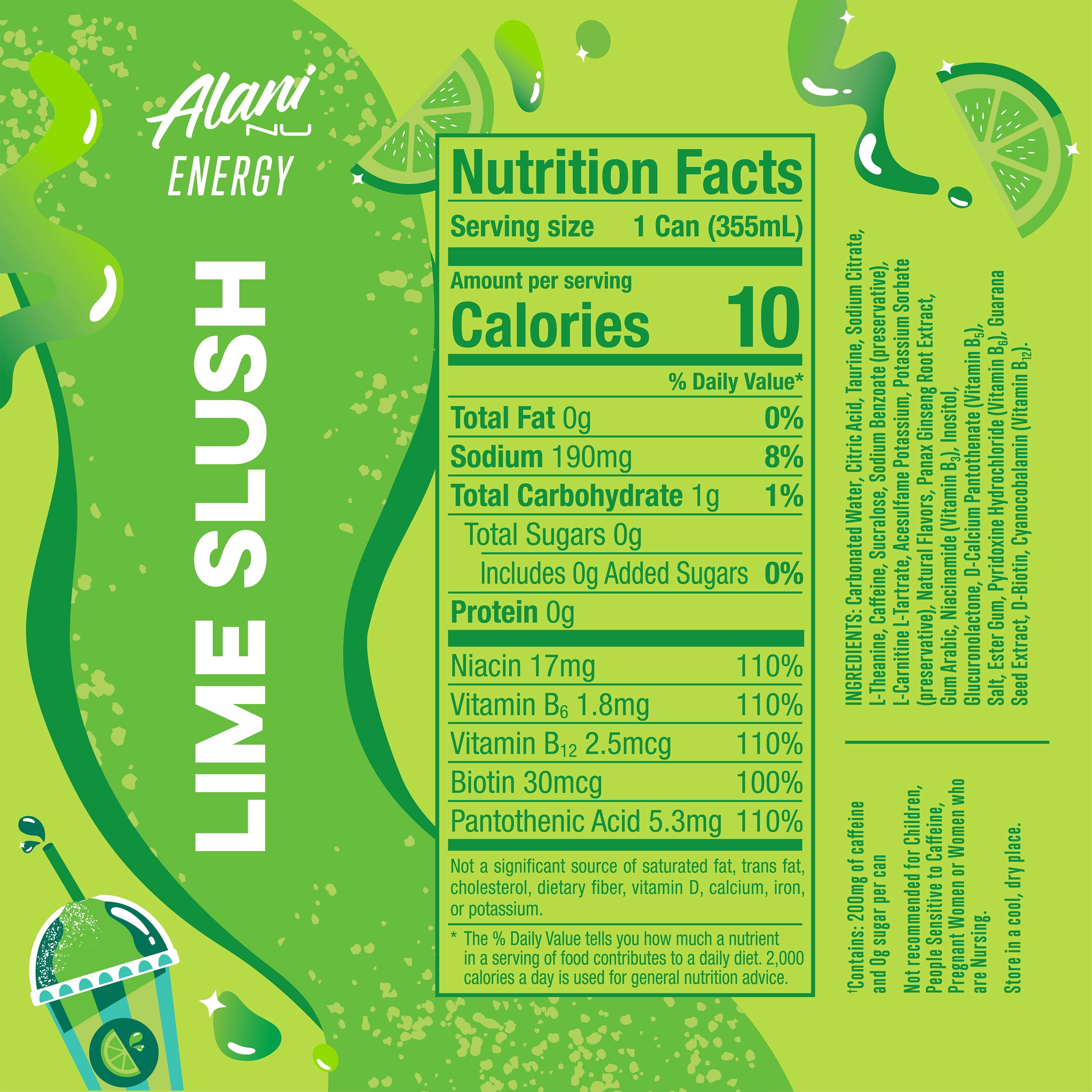 Alani Nu, Lime Slush, 12 fl oz, Single Can